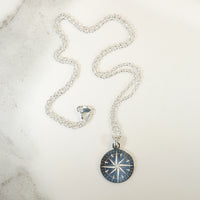 Engraved Sterling Compass Star Necklace by 720
