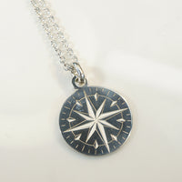 Engraved Sterling Compass Star Necklace by 720