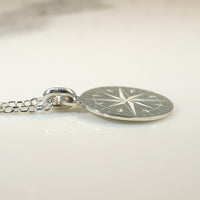 Engraved Sterling Compass Star Necklace by 720
