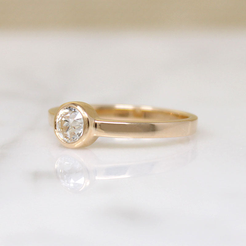 Antique Diamond in Gold Bezel Solitaire by 720