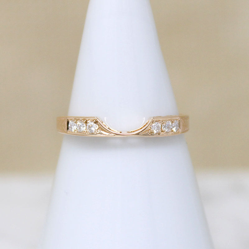 Diamond & Wheat Engraved Gold Nesting Band by 720