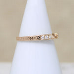 Diamond & Wheat Engraved Gold Nesting Band by 720