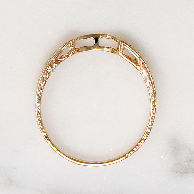 Diamond & Wheat Engraved Gold Nesting Band by 720