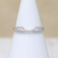 Wheat Engraved White Gold & Diamond Nesting Band by 720