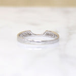 Wheat Engraved White Gold & Diamond Nesting Band by 720