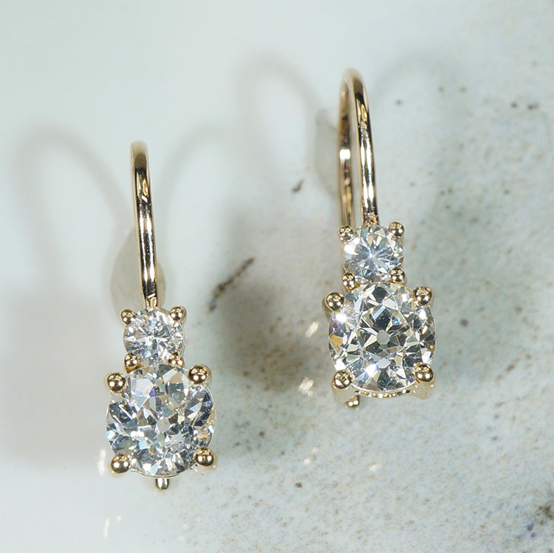 Brilliant Old European Cut Diamond Earrings by 720