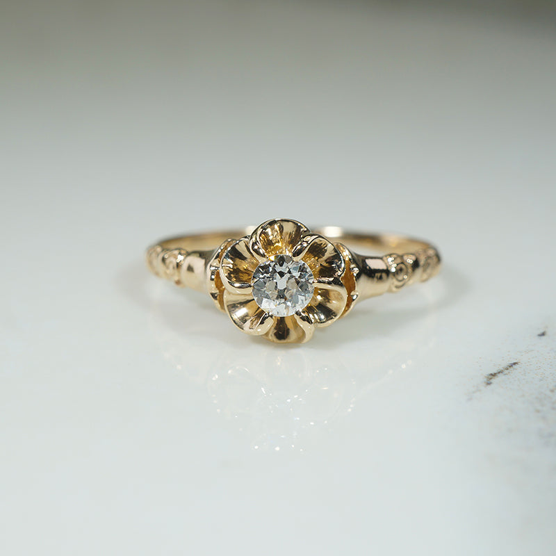 Victorian Style Diamond Floral Belcher Ring by 720