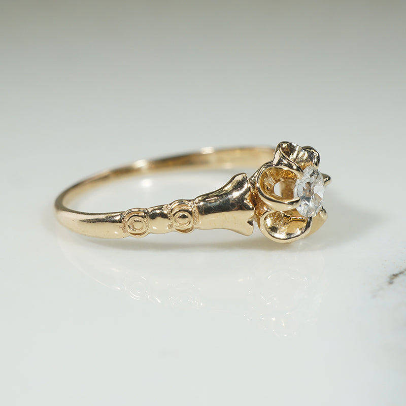 Victorian Style Diamond Floral Belcher Ring by 720