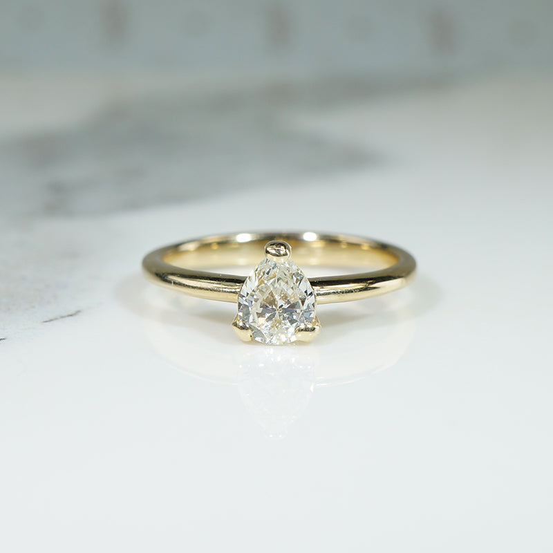 Pear-Shaped Old Mine Cut Diamond Solitaire by 720