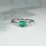 Emerald-Cut Emerald & Diamond Platinum Ring by 720