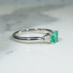 Emerald-Cut Emerald & Diamond Platinum Ring by 720
