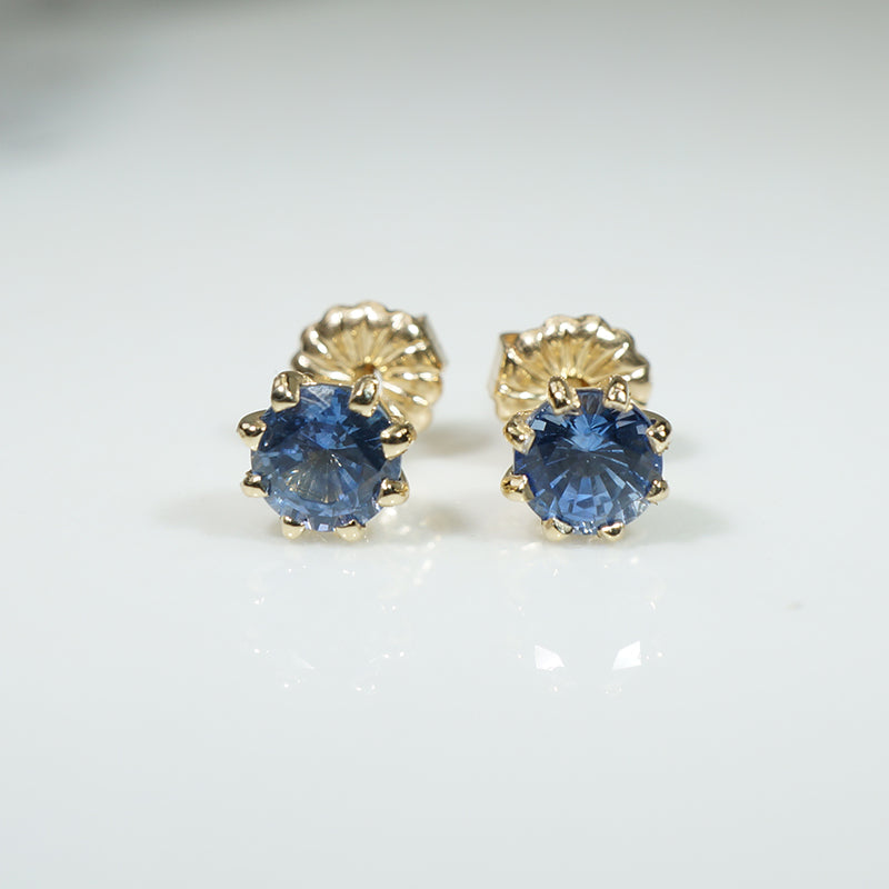 Sparkling Sapphire 14k Yellow Gold Stud Earrings