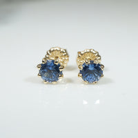 Sparkling Sapphire 14k Yellow Gold Stud Earrings