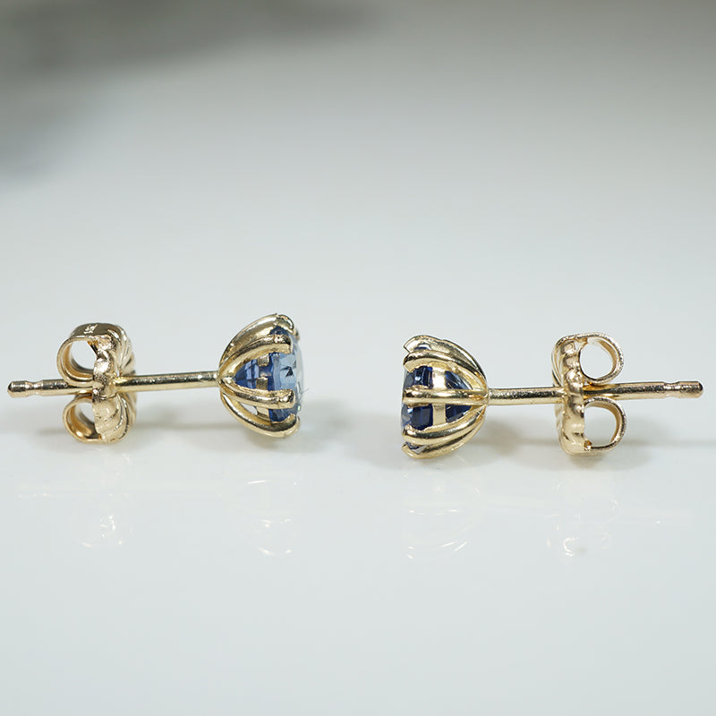 Sparkling Sapphire 14k Yellow Gold Stud Earrings