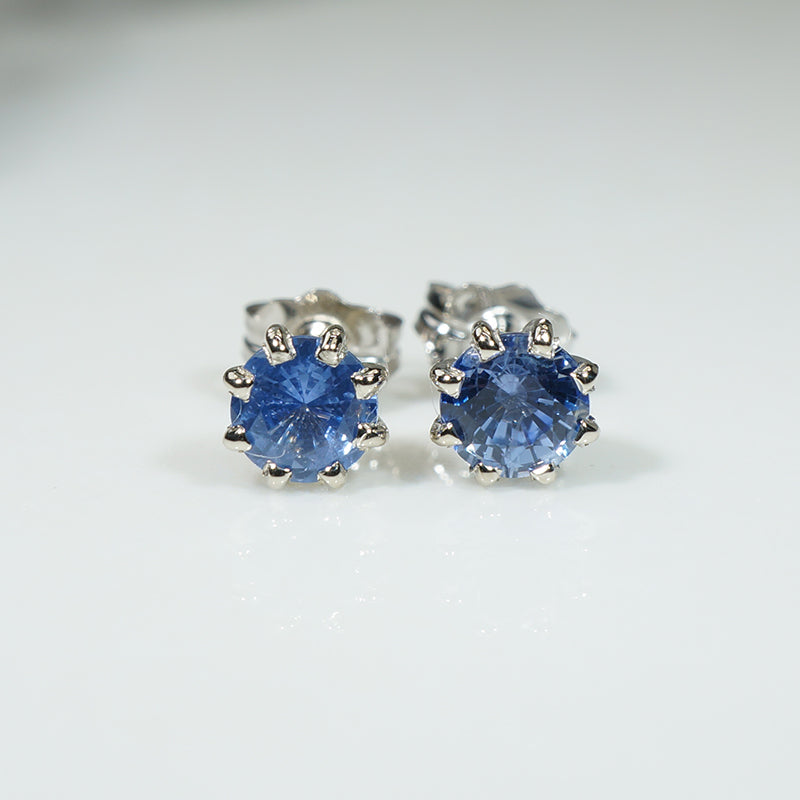 Lovely Montana Sapphire Studs in White Gold