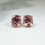 Shimmering Cushion Cut Pink Tourmaline Studs