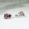 Shimmering Cushion Cut Pink Tourmaline Studs