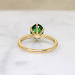 Magnificent Buff Top Tsavorite Garnet in 18k Solitaire Ring