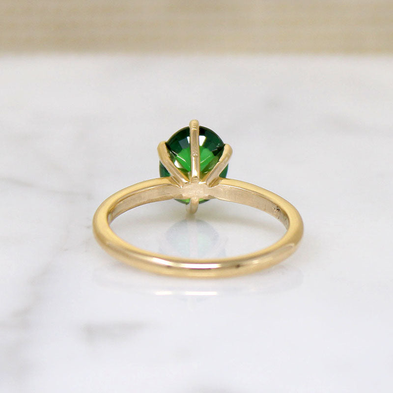 Magnificent Buff Top Tsavorite Garnet in 18k Solitaire Ring