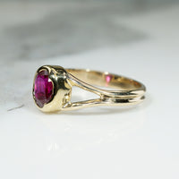 Rose Red Ruby in Handmade Gold Solitaire Ring by 720
