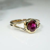 Rose Red Ruby in Handmade Gold Solitaire Ring by 720