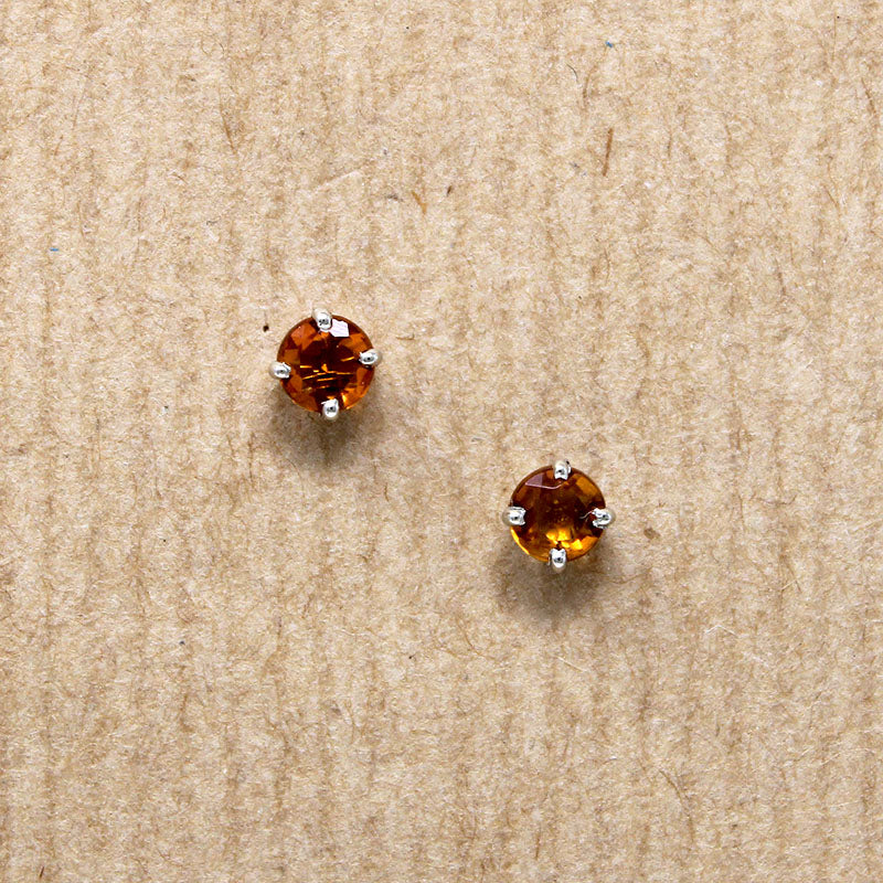 Whiskey-Colored Citrine Stud Earrings