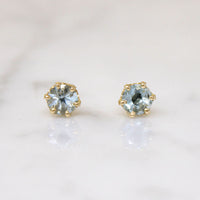 Radiant .83tcw Aquamarine in Gold Stud Earrings