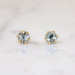 Radiant .83tcw Aquamarine in Gold Stud Earrings