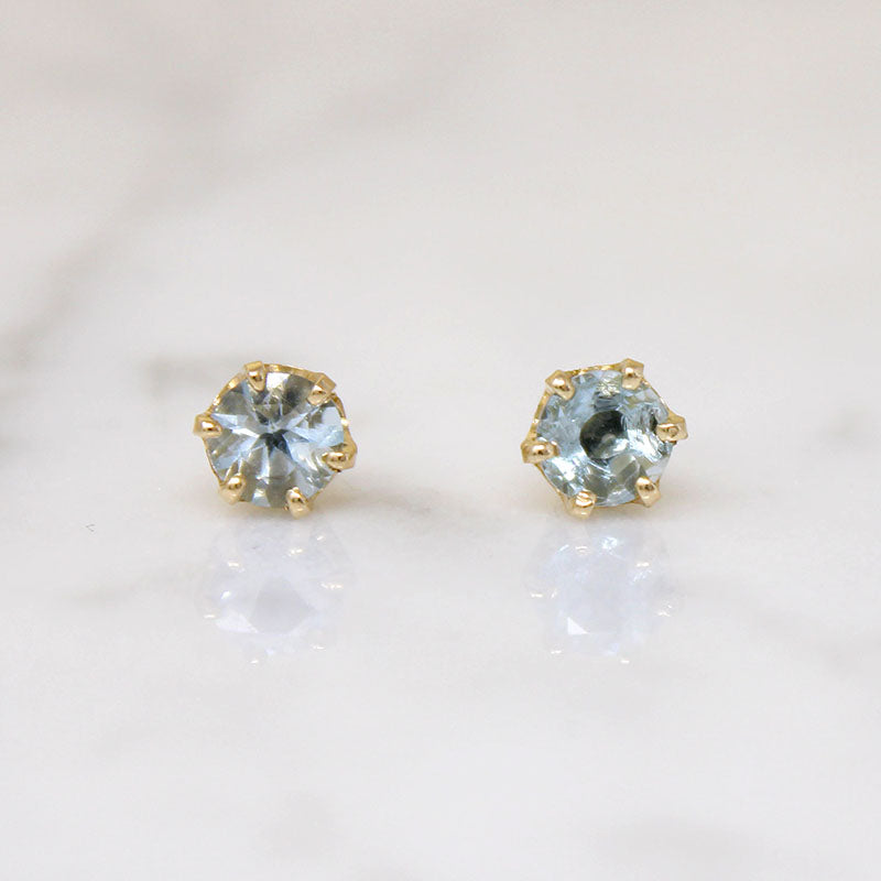 Radiant .83tcw Aquamarine in Gold Stud Earrings