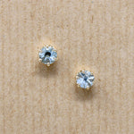 Radiant .83tcw Aquamarine in Gold Stud Earrings