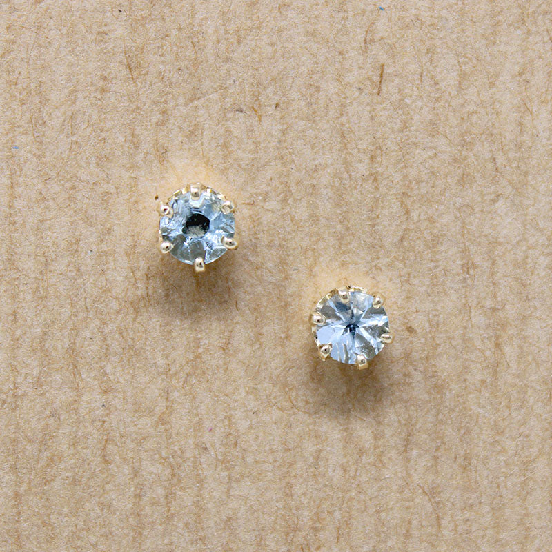 Radiant .83tcw Aquamarine in Gold Stud Earrings
