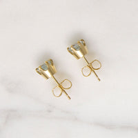 Radiant .83tcw Aquamarine in Gold Stud Earrings