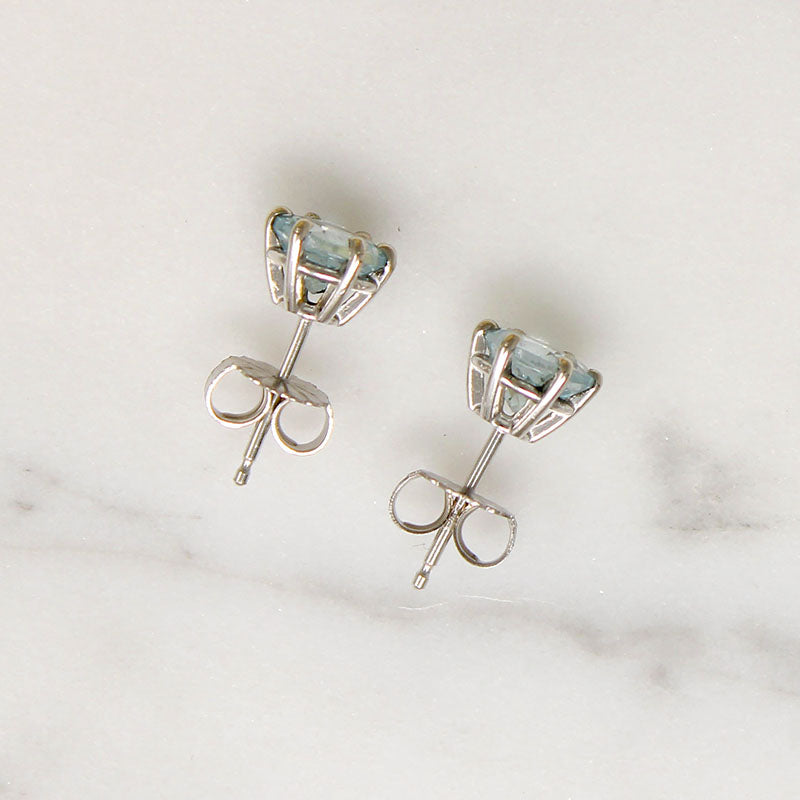 Glittering 1.44tcw Aquamarine in White Gold Studs