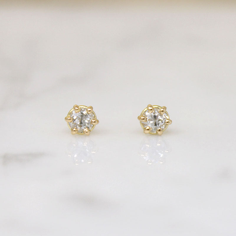 Sweet .38tcw Old European Cut Diamond Stud Earrings