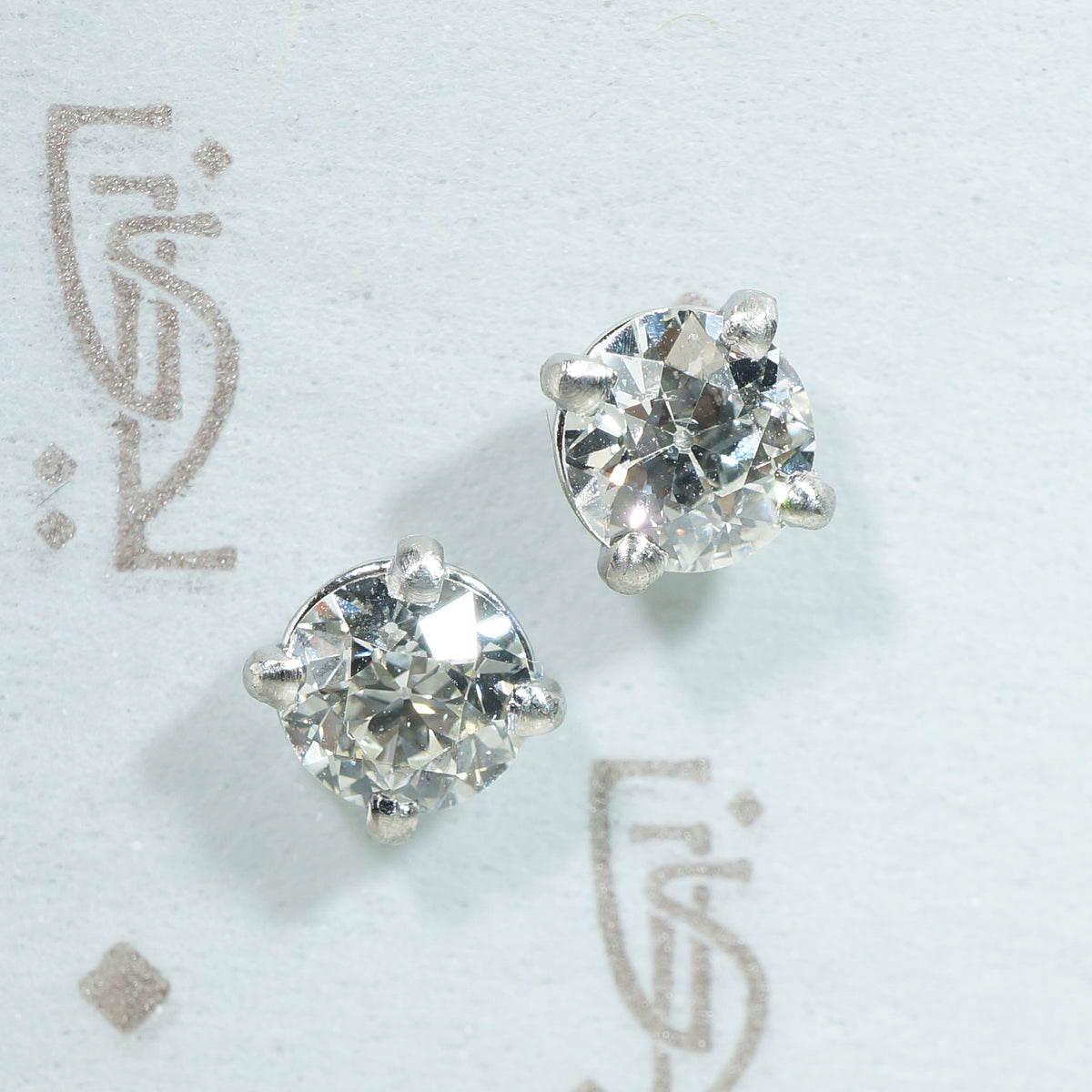 Gorgeous 1.43tcw Old European Cut Diamonds in Platinum Studs