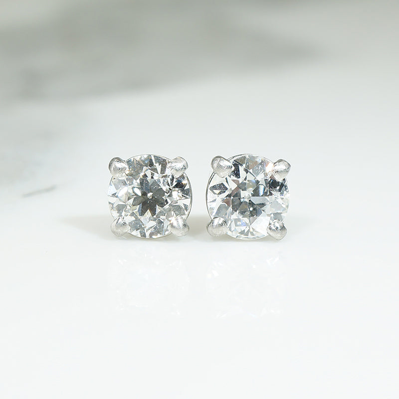 Gorgeous 1.43tcw Old European Cut Diamonds in Platinum Studs