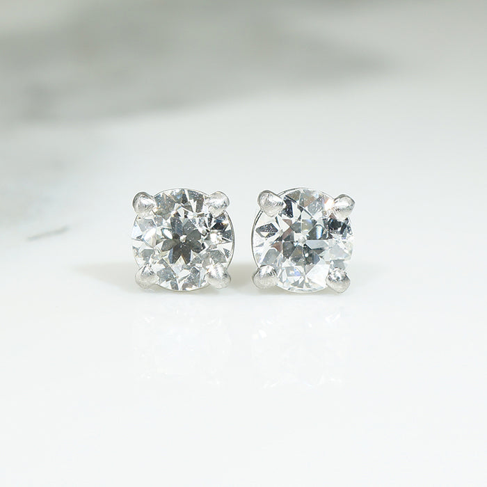 Gorgeous 1.43tcw Old European Cut Diamonds in Platinum Studs