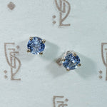 Pale Blue Vintage Sapphires in 14k White Gold Studs
