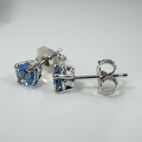 Pale Blue Vintage Sapphires in 14k White Gold Studs