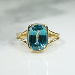 Tropical Blue Zircon in Sunny 18k Gold Ring by 720