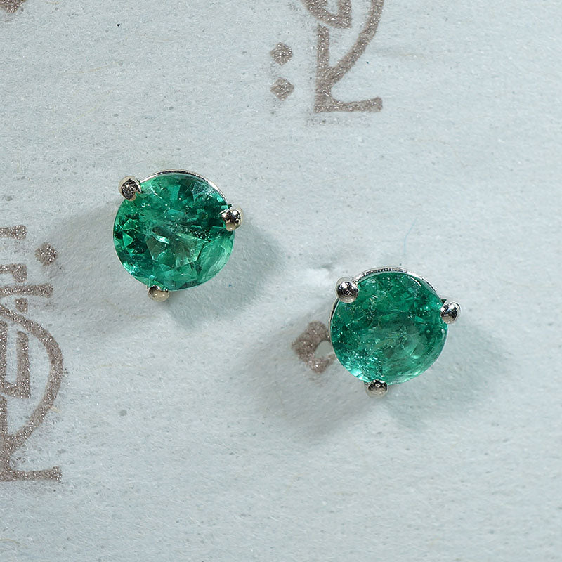 Enchanting Emeralds in White Gold Martini Studs 
