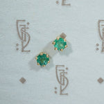 Radiant .48tcw Emeralds in Gold Stud Earrings