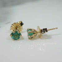 Radiant .48tcw Emeralds in Gold Stud Earrings