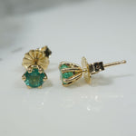 Radiant .48tcw Emeralds in Gold Stud Earrings
