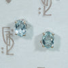 Icy Blue Oval Aquamarine Stud Earrings
