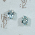 Icy Blue Oval Aquamarine Stud Earrings