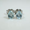 Icy Blue Oval Aquamarine Stud Earrings