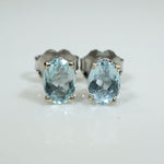 Icy Blue Oval Aquamarine Stud Earrings