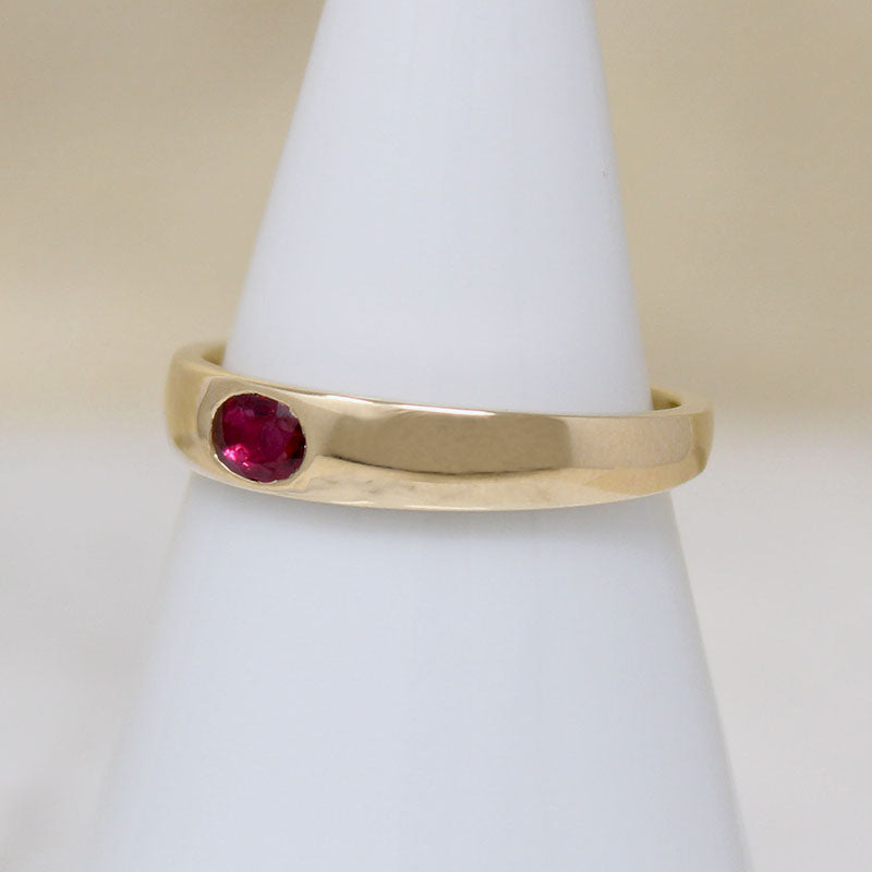 Regency Era Ruby in Tapered Gold Band by 720