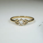 Rose Cut Diamond Crescent Moon Ring